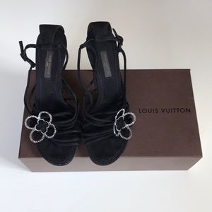Black Suede Louis Vuitton Shoes Swarovski Crystals